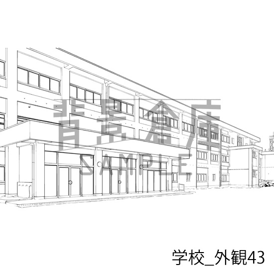 学校の背景集_セット29(外観)