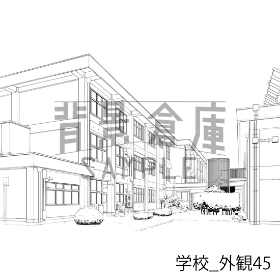 学校の背景集_セット29(外観)