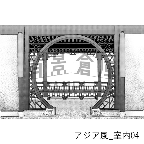 アジア風の背景集_セット1(外観 室内)_トーン