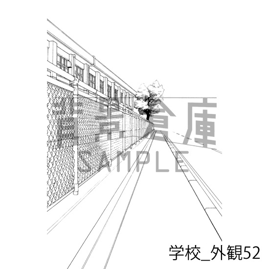 学校_背景素材集30(外観)_トーン