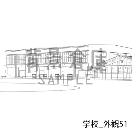 学校_背景素材集30(外観)_トーン