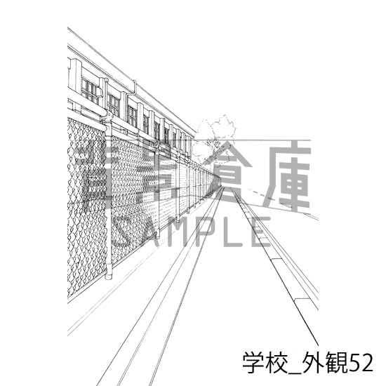 学校_背景素材集30(外観)_トーン