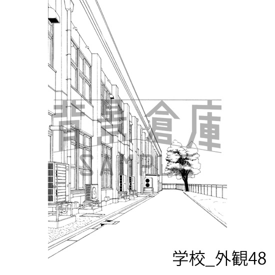 学校_背景素材集30(外観)_トーン