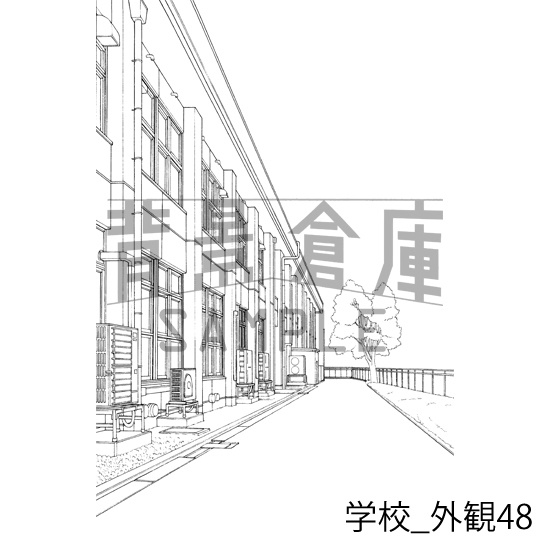 学校_背景素材集30(外観)_トーン