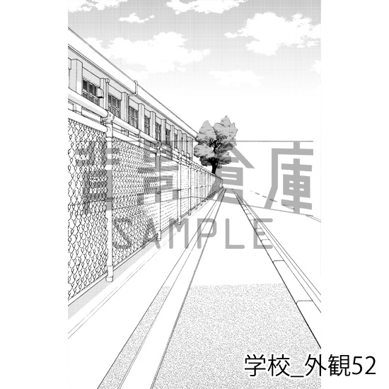 学校_背景素材集30(外観)_トーン