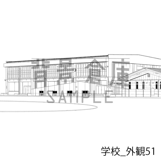 学校_背景素材集30(外観)_トーン