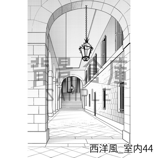 西洋風_背景素材集17(外観 室内)_トーン