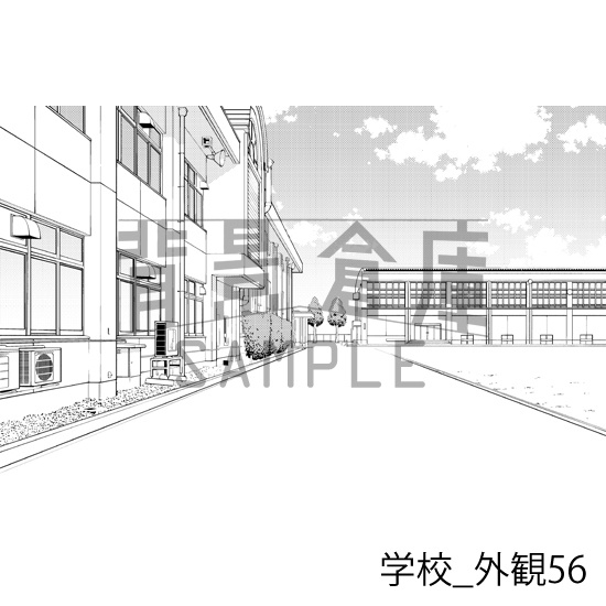 学校_背景素材集31(外観)_トーン