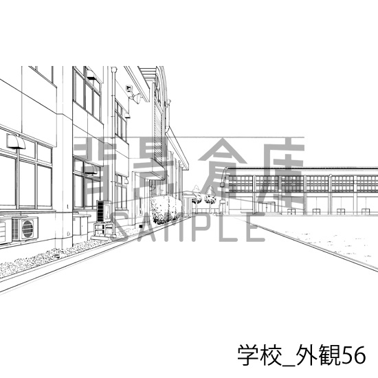 学校_背景素材集31(外観)_トーン