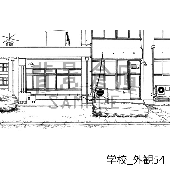 学校_背景素材集31(外観)_トーン