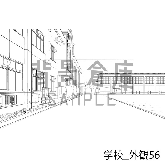 学校_背景素材集31(外観)_トーン