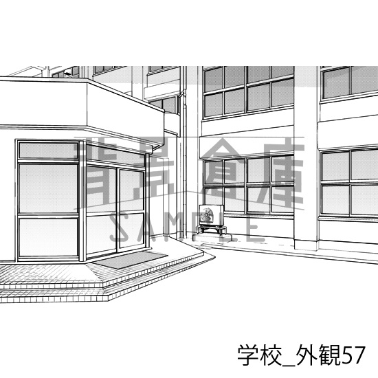 学校_背景素材集31(外観)_トーン
