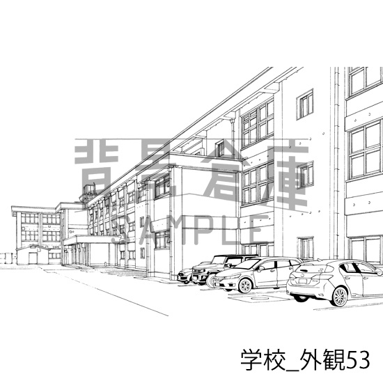 学校_背景素材集31(外観)_トーン