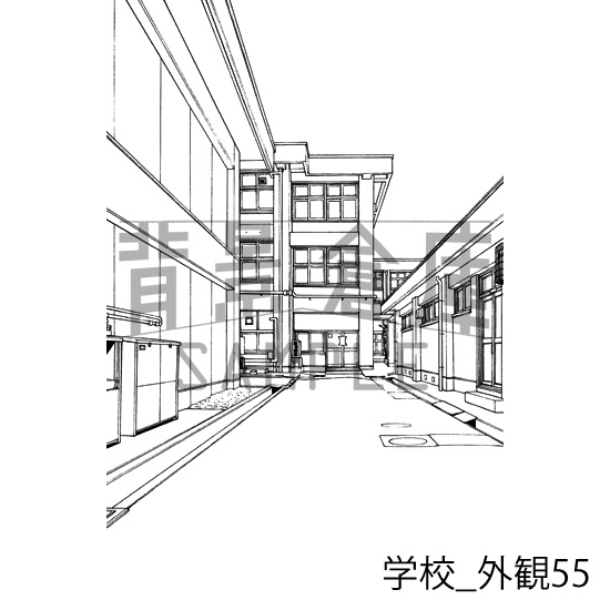 学校_背景素材集31(外観)_トーン