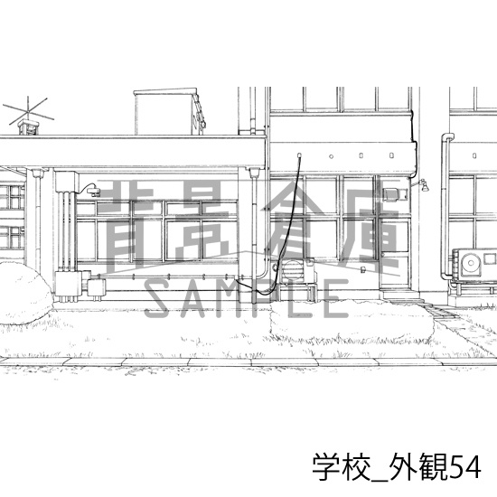 学校_背景素材集31(外観)_トーン