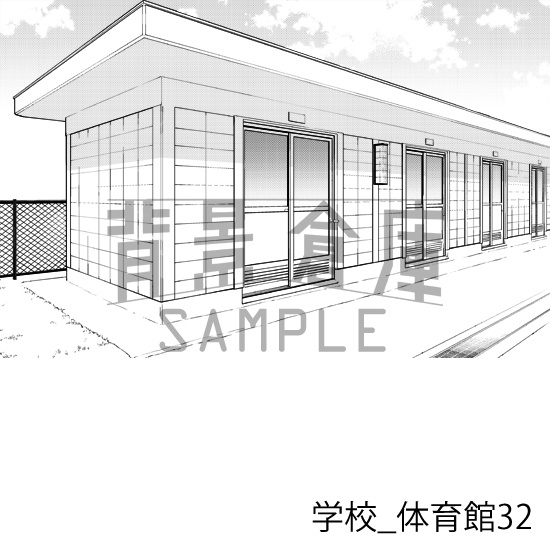 学校_背景素材集32(体育館)_トーン