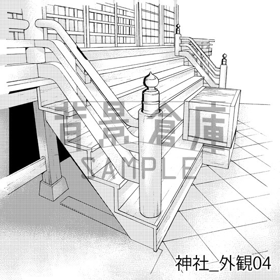 神社_背景素材集1(外観・参道)_トーン