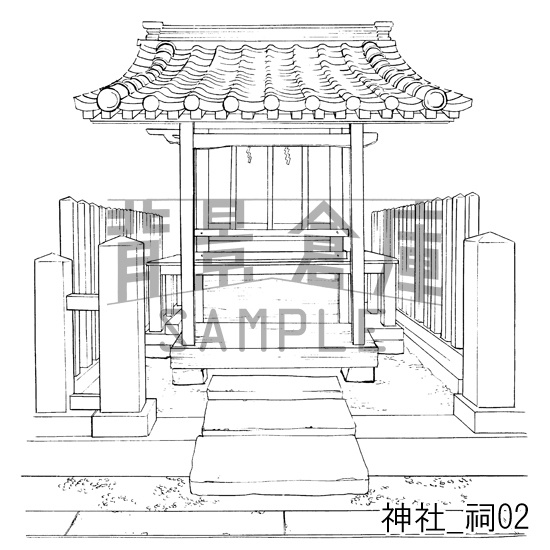 神社_背景素材集1(外観・参道)_トーン