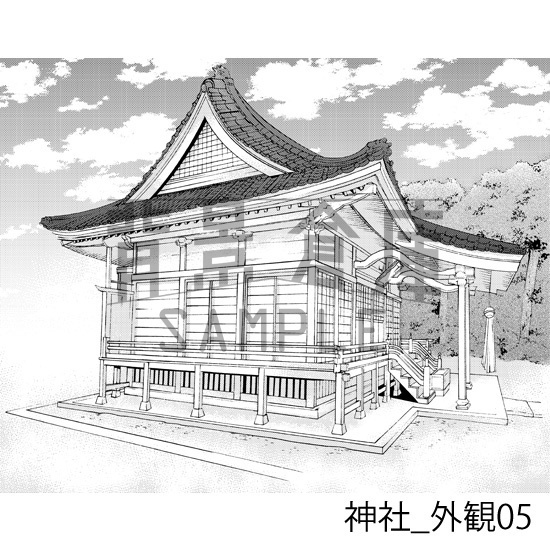 神社_背景素材集1(外観・参道)_トーン