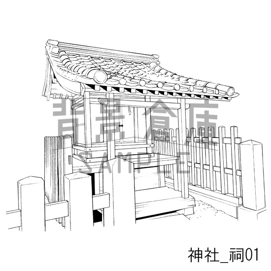 神社_背景素材集1(外観・参道)_トーン