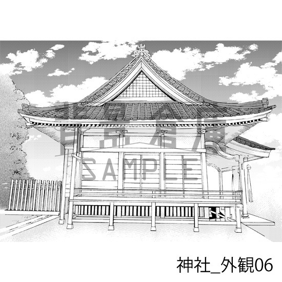神社_背景素材集1(外観・参道)_トーン