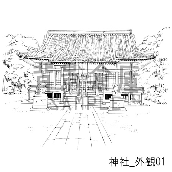 神社_背景素材集1(外観・参道)_トーン