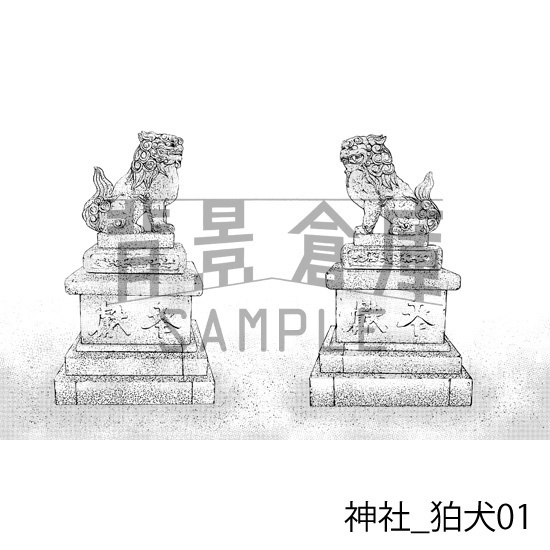 神社_背景素材集1(外観・参道)_トーン