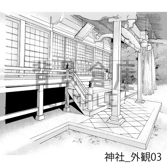 神社_背景素材集1(外観・参道)_トーン