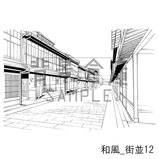 和風の背景集_セット5(街並 外観 玄関)