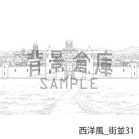 西洋風_背景素材集18(街並)_トーン