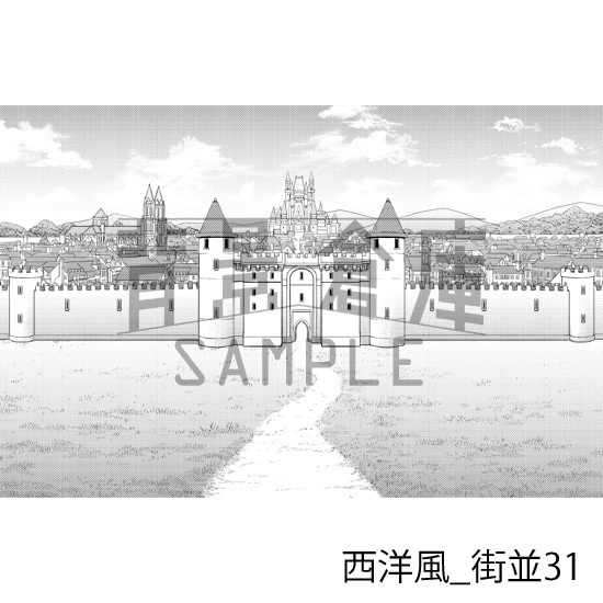 西洋風_背景素材集18(街並)_トーン