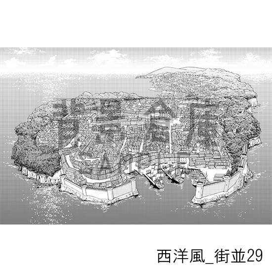 西洋風_背景素材集18(街並)_トーン