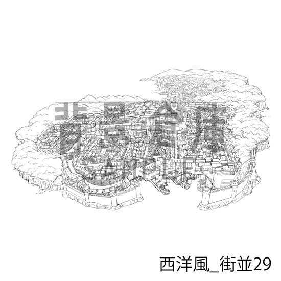 西洋風_背景素材集18(街並)_トーン