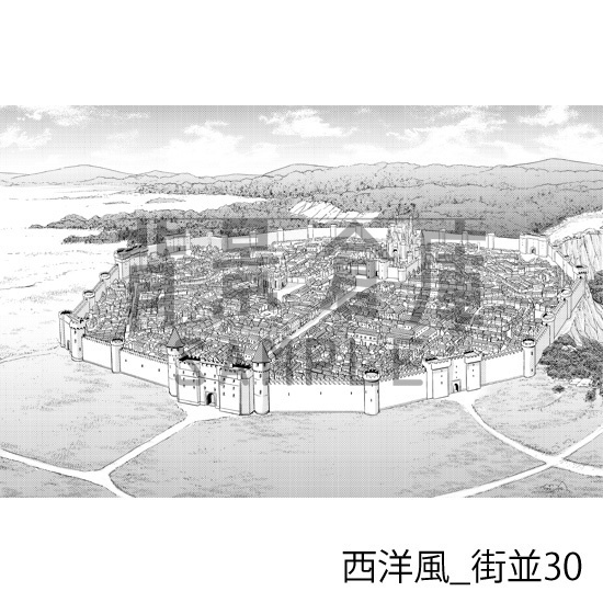 西洋風_背景素材集18(街並)_トーン