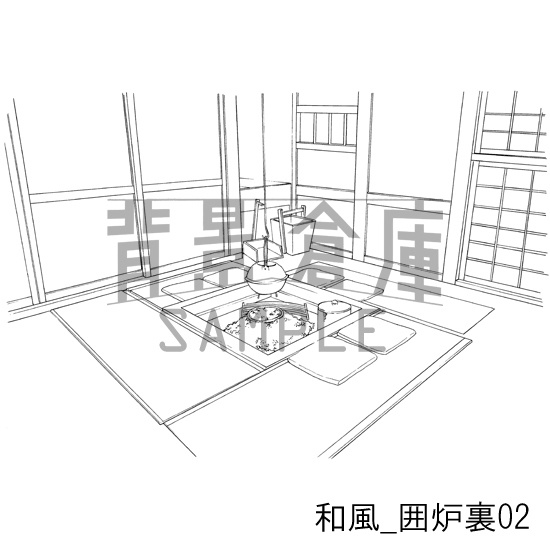 和風の背景集_セット6(囲炉裏 風呂 玄関 小物)