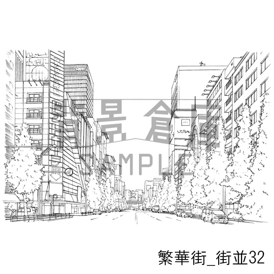 繁華街_背景素材集6(街並)_トーン