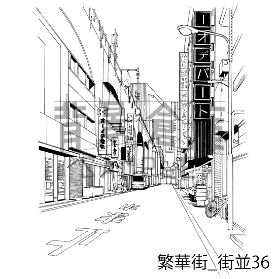 繁華街_背景素材集6(街並)_トーン
