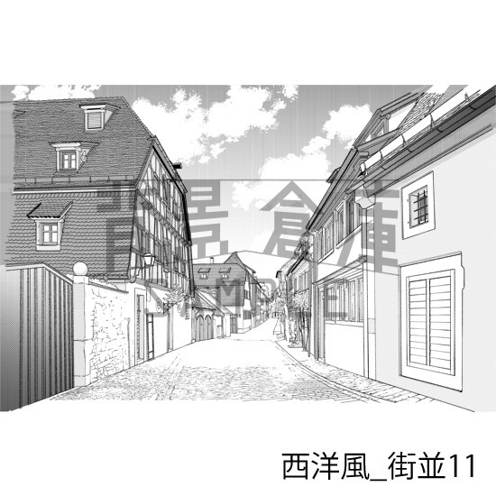 西洋風_背景素材集11(街並)_トーン