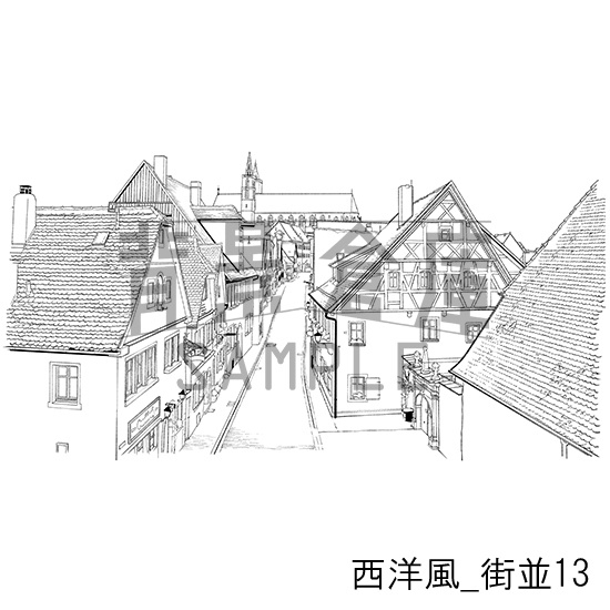 西洋風_背景素材集11(街並)_トーン