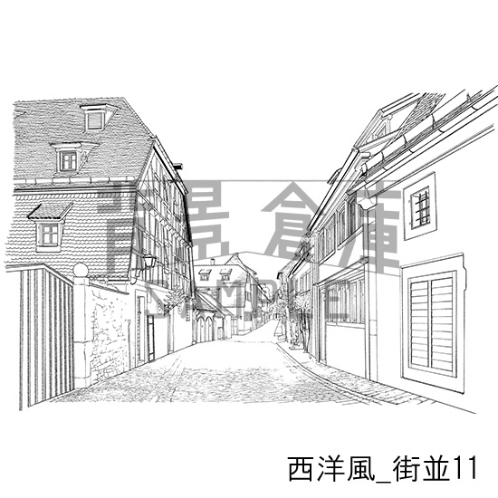 西洋風_背景素材集11(街並)_トーン