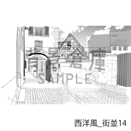 西洋風_背景素材集11(街並)_トーン