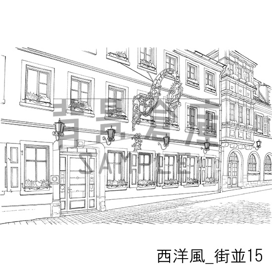 西洋風_背景素材集11(街並)_トーン