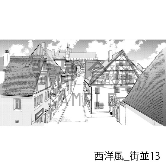西洋風_背景素材集11(街並)_トーン