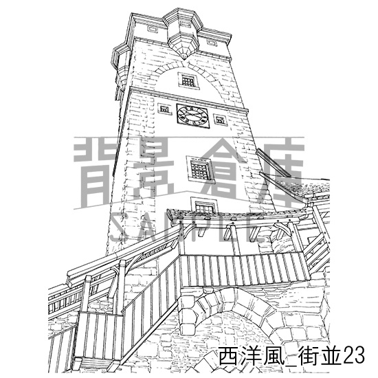 西洋風_背景素材集12(街並)_トーン