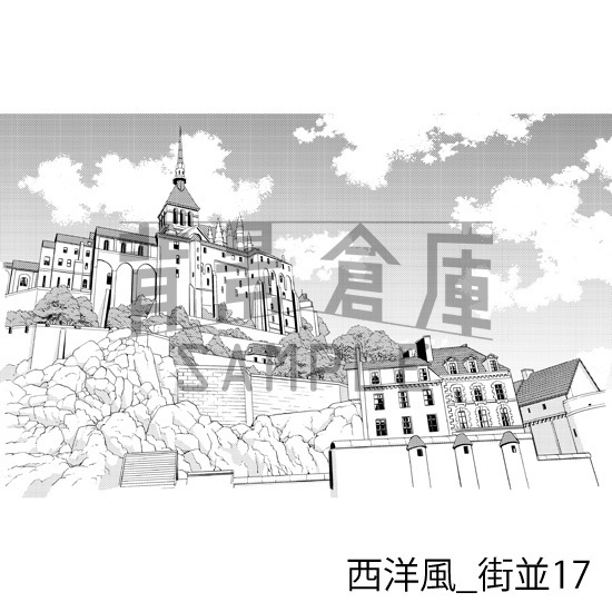 西洋風_背景素材集12(街並)_トーン
