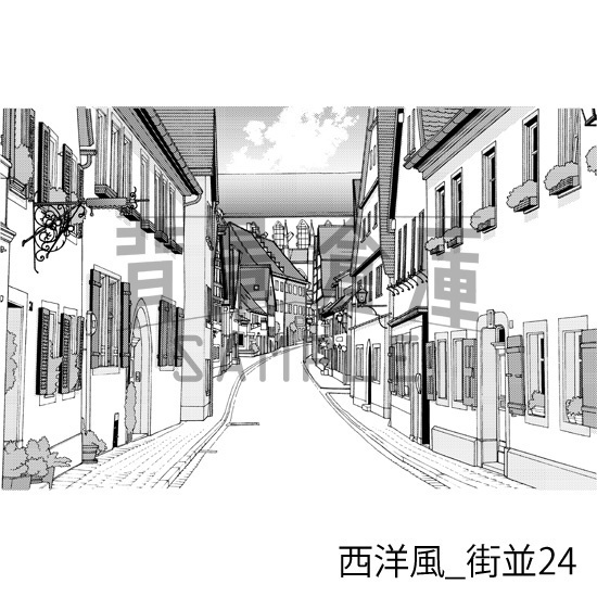 西洋風_背景素材集12(街並)_トーン