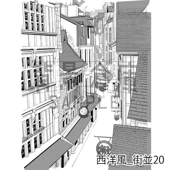 西洋風_背景素材集12(街並)_トーン