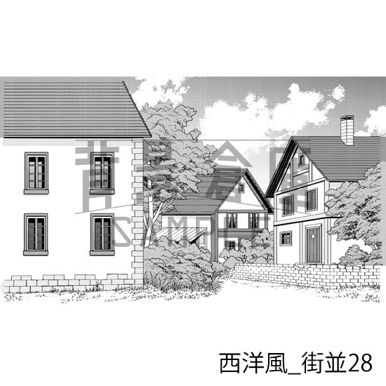 西洋風_背景素材集16(街並)_トーン