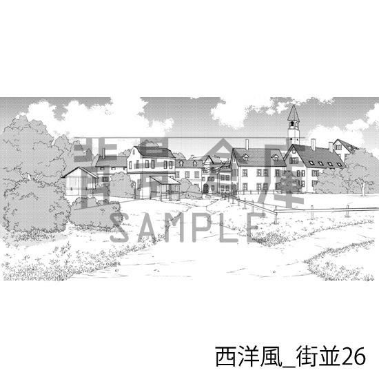 西洋風_背景素材集16(街並)_トーン