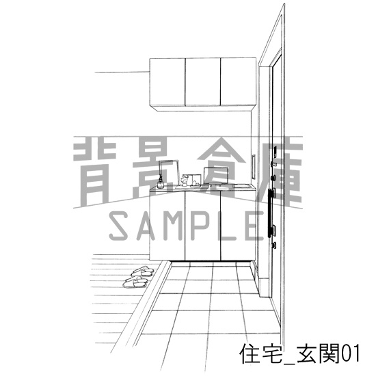 住宅の背景集_セット2(外観 玄関)